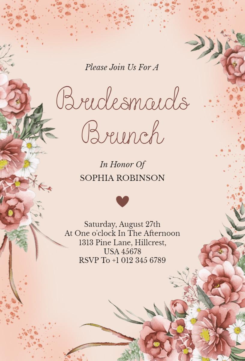 Charming Floral Bridesmaids Brunch Celebration Invitation Template