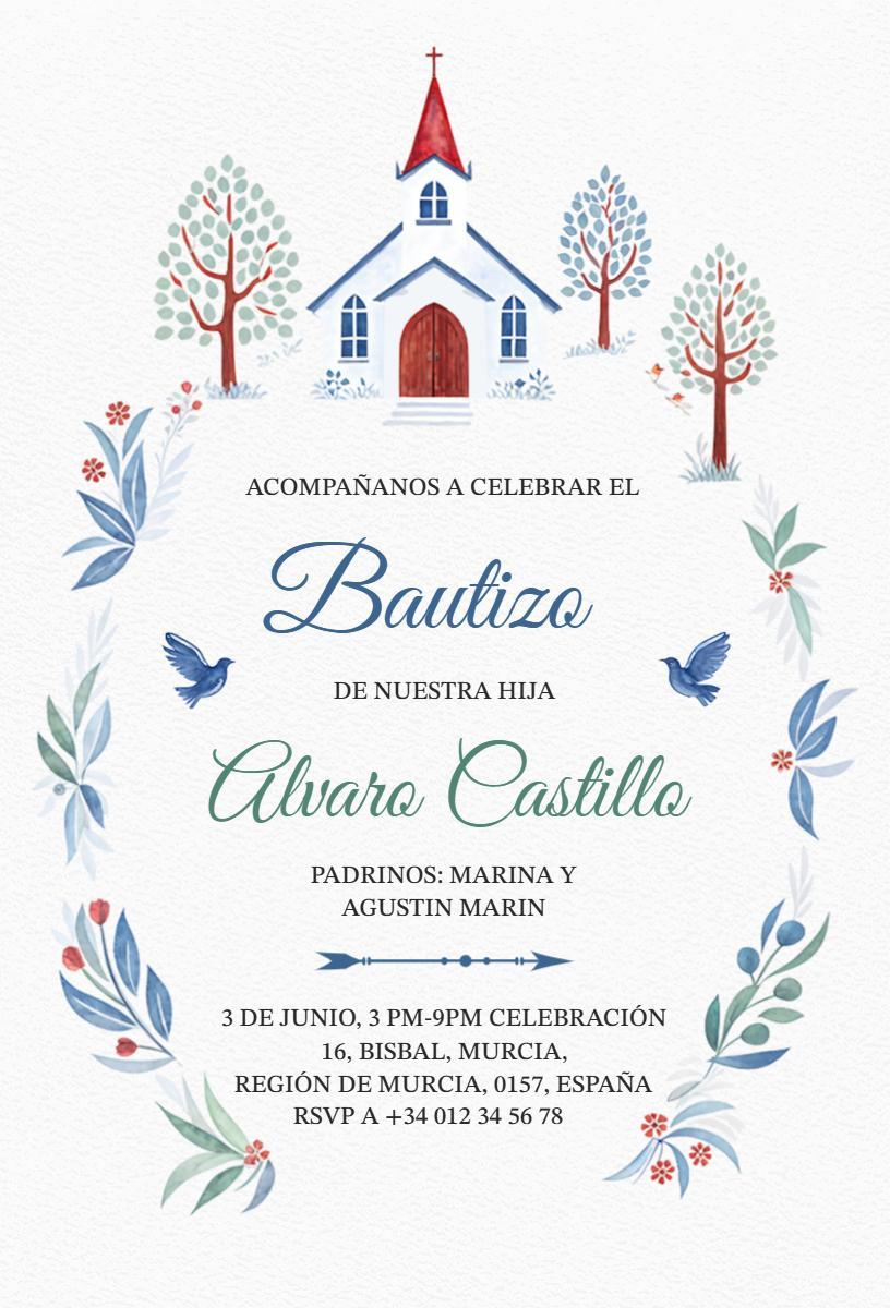 Charming Floral Church Baptism Celebration Invitation Template