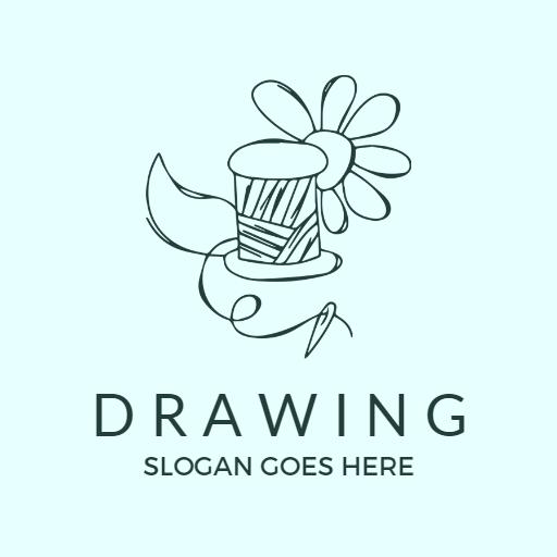 Charming Floral Design with Creative Drawing Elements Logo Template