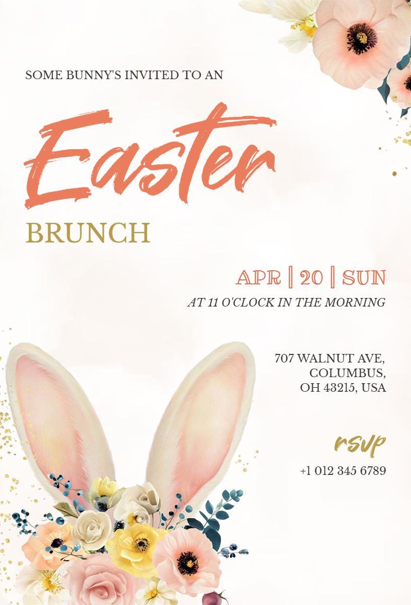 Charming Floral Easter Brunch Celebration Invitation Template