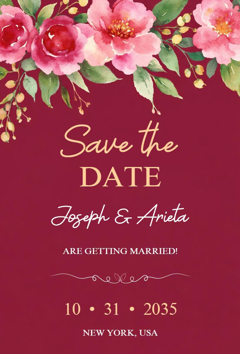 Charming Floral Elegant Save The Date Wedding Invitation Template