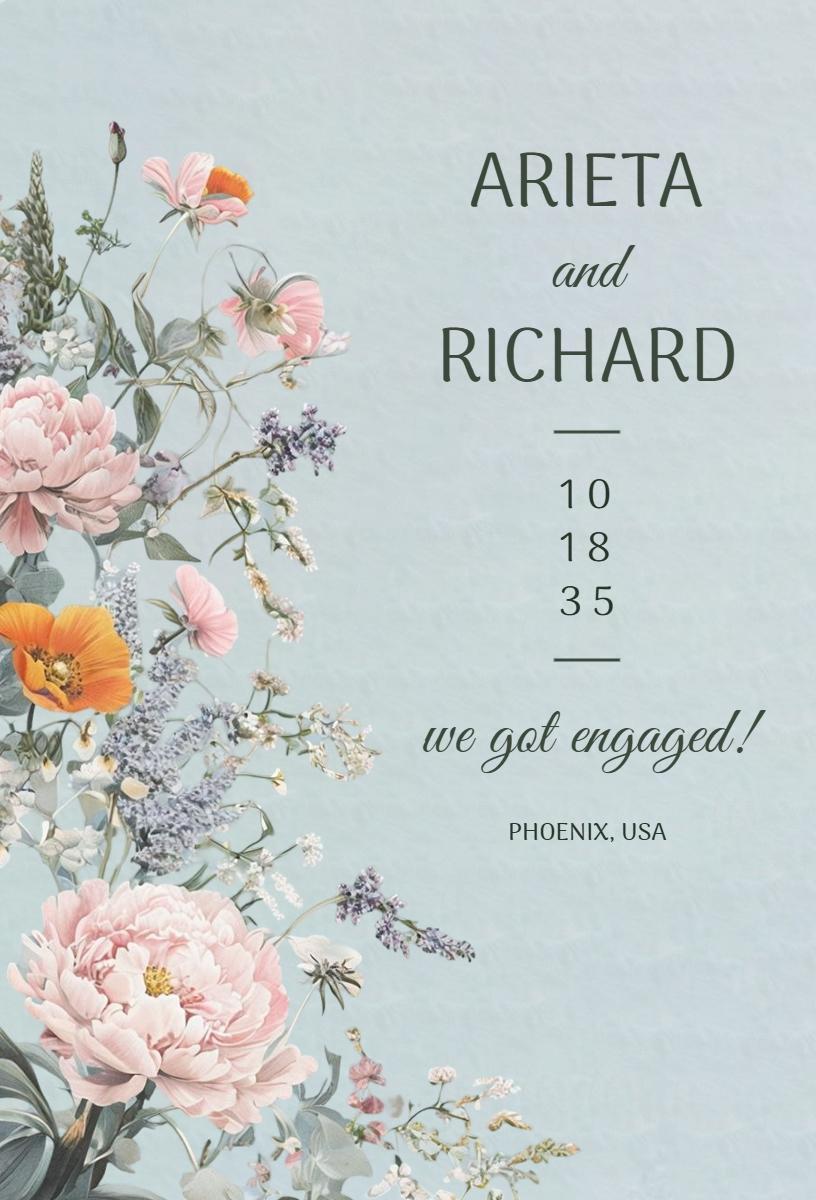 Charming Floral Engagement Announcement Celebration Invitation Template