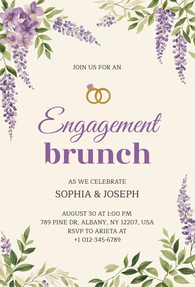 Charming Floral Engagement Brunch Celebration Invitation Template