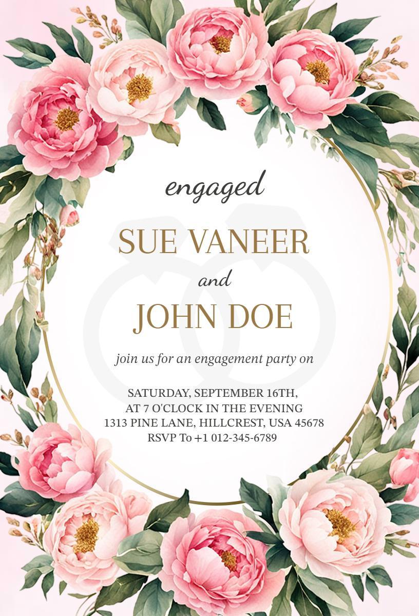 Charming Floral Engagement Celebration Party Invitation Template