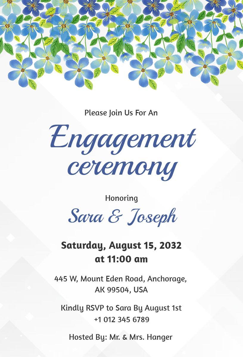 Charming Floral Engagement Ceremony Celebration Invitation Template