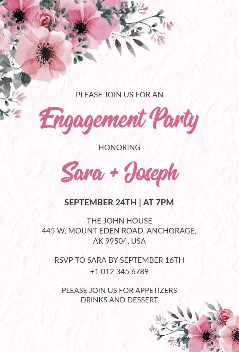 Charming Floral Engagement Party Celebration Invitation Template