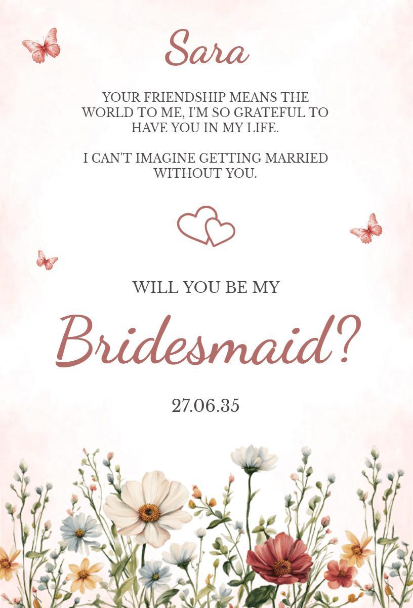 Charming Floral Friendship Bridesmaid Invitation Template