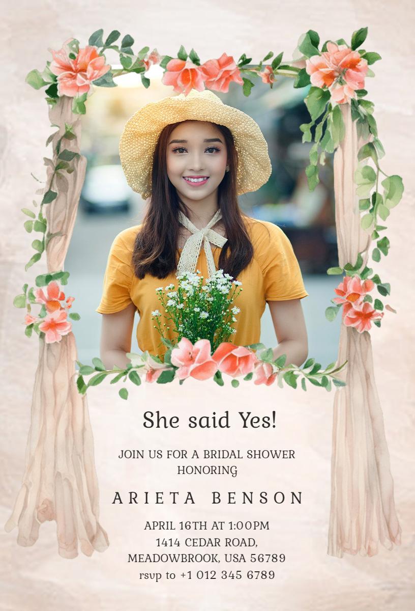 Charming Floral Garden Bridal Shower Celebration Invitation Template