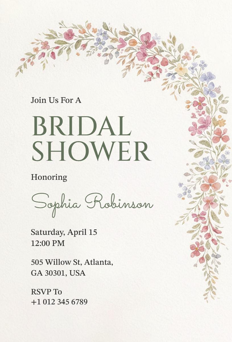 Charming Floral Garden Bridal Shower Invitation Template