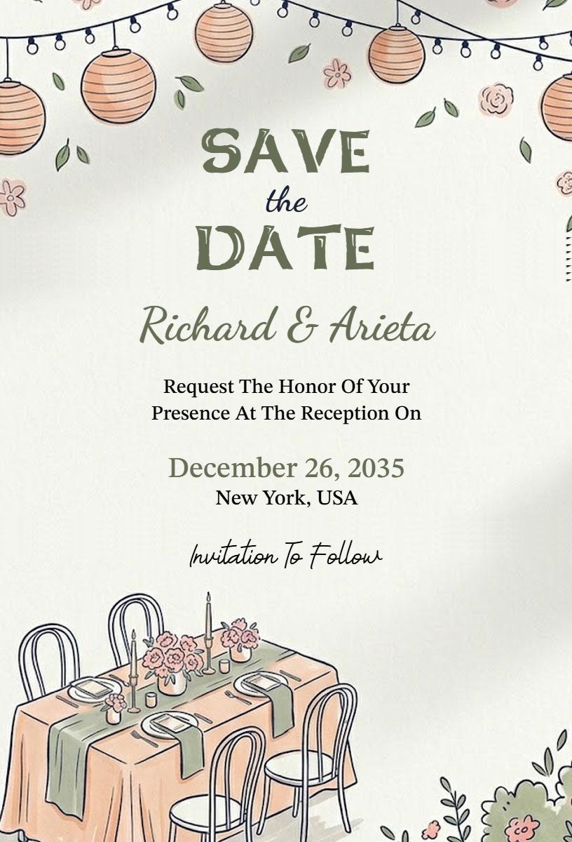 Charming Floral Garden Save The Date Wedding Invitation Template