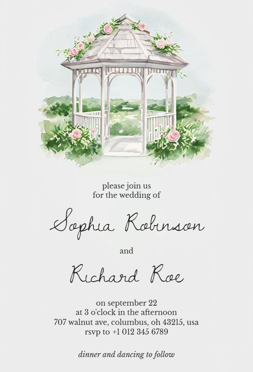 Charming Floral Garden Wedding Ceremony Invitation Template