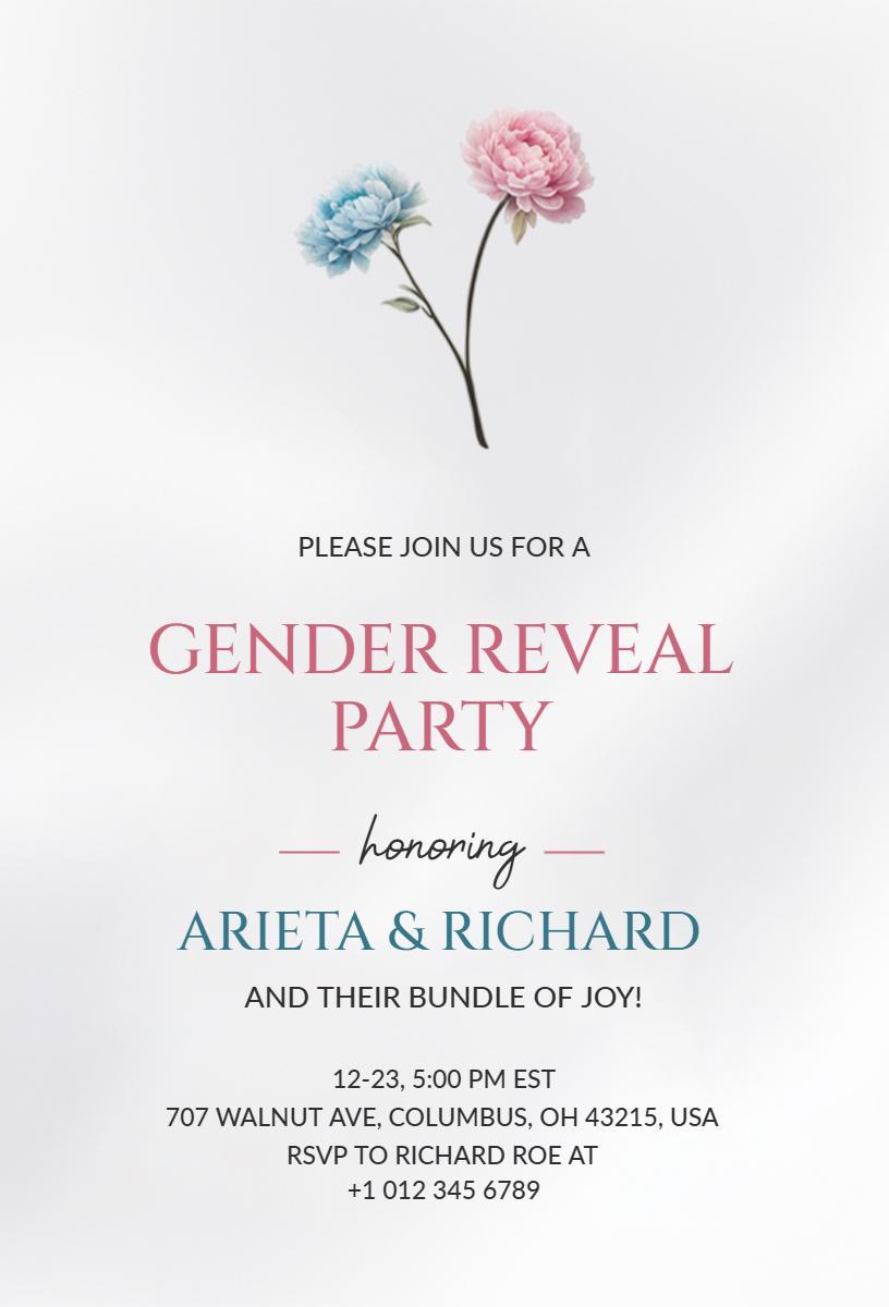 Charming Floral Gender Reveal Celebration Invitation Template