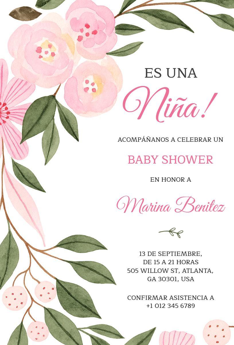 Charming Floral Girl Baby Shower Celebration Invitation Template