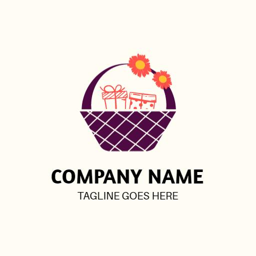 Charming Floral Hamper Design Highlighting Gift Baskets Logo Template