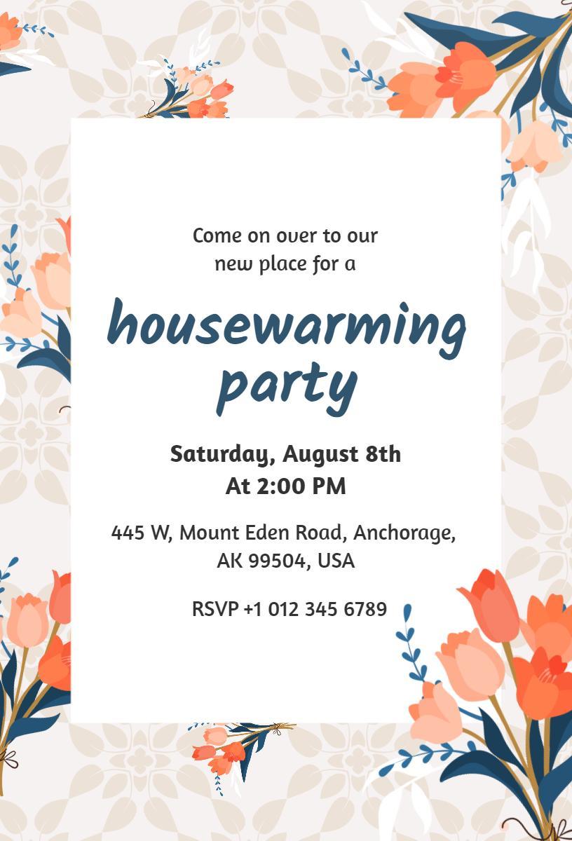 Charming Floral Housewarming Celebration Invitation Template