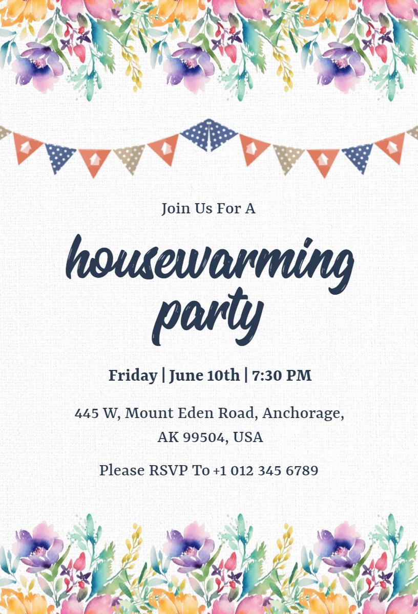 Charming Floral Housewarming Party Celebration Invitation Template