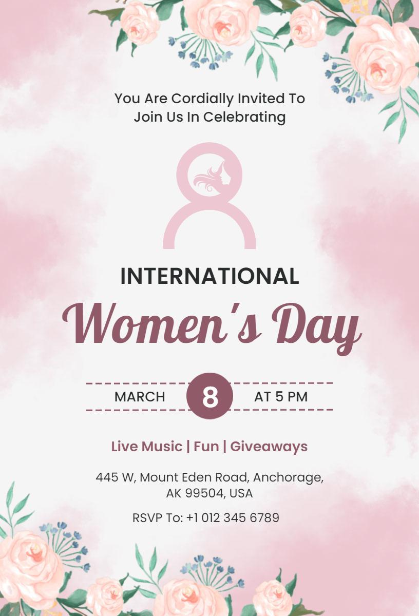 Charming Floral International Women's Day Celebration Invitation Template
