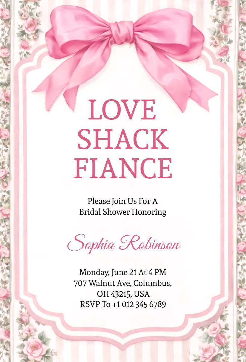 Charming Floral Love Shack Bridal Shower Invitation Template