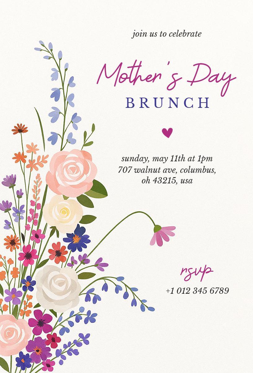 Charming Floral Mother's Day Brunch Celebration Invitation Template