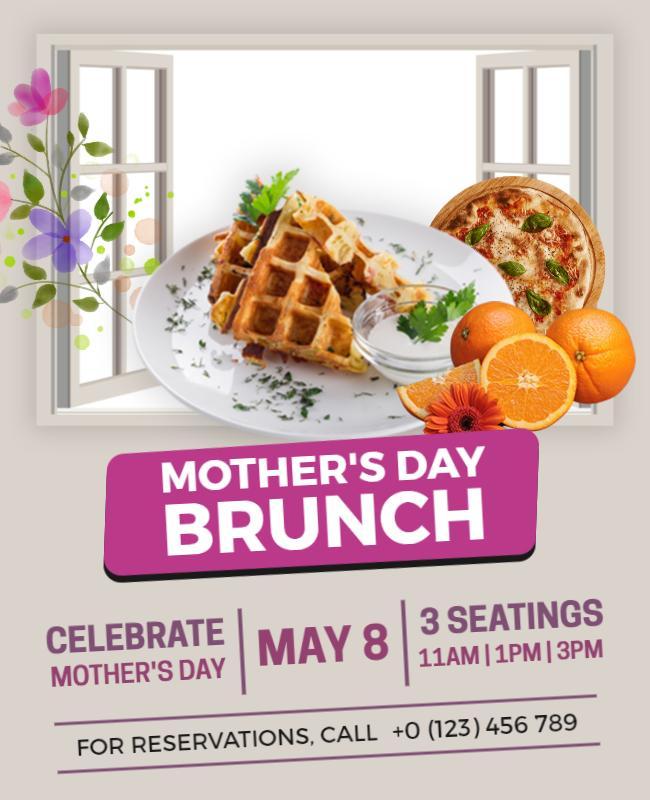 Charming Floral Mother's Day Brunch Celebration Poster Template