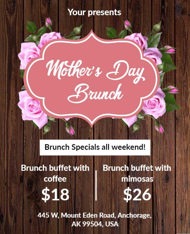 Charming Floral Mother's Day Brunch Offer Poster Template