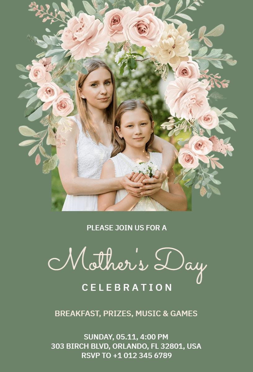 Charming Floral Mother's Day Celebration Gathering Invitation Template
