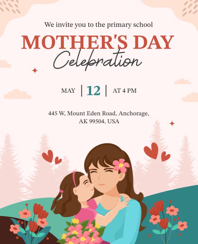 Charming Floral Mother’s Day Celebration Invitation Poster Template