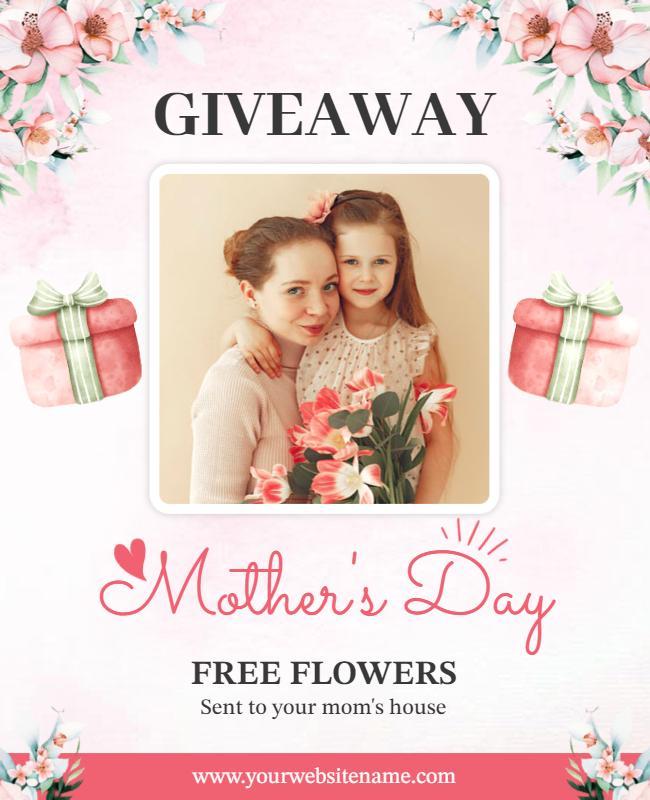 Charming Floral Mother's Day Giveaway Poster Template