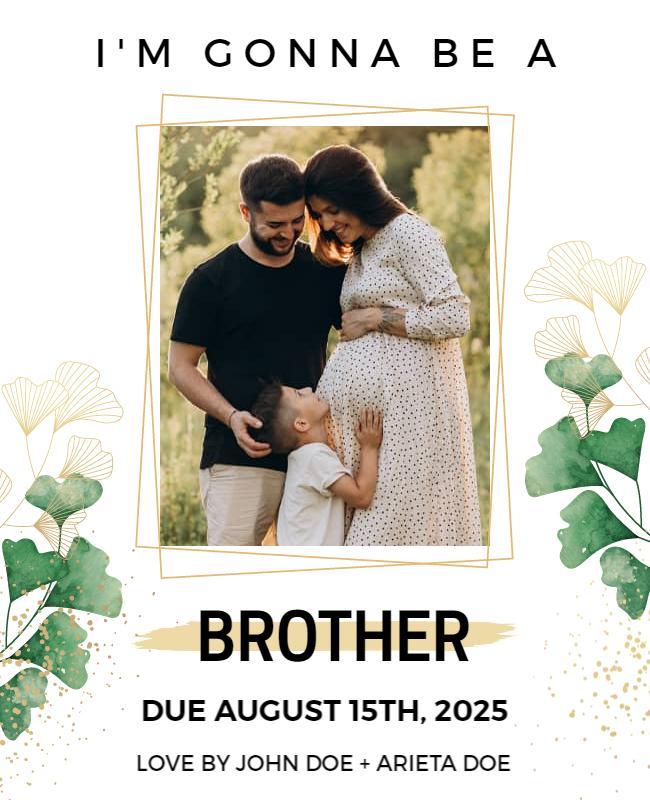 Charming Floral Pregnancy Announcement Brother Flyer Template