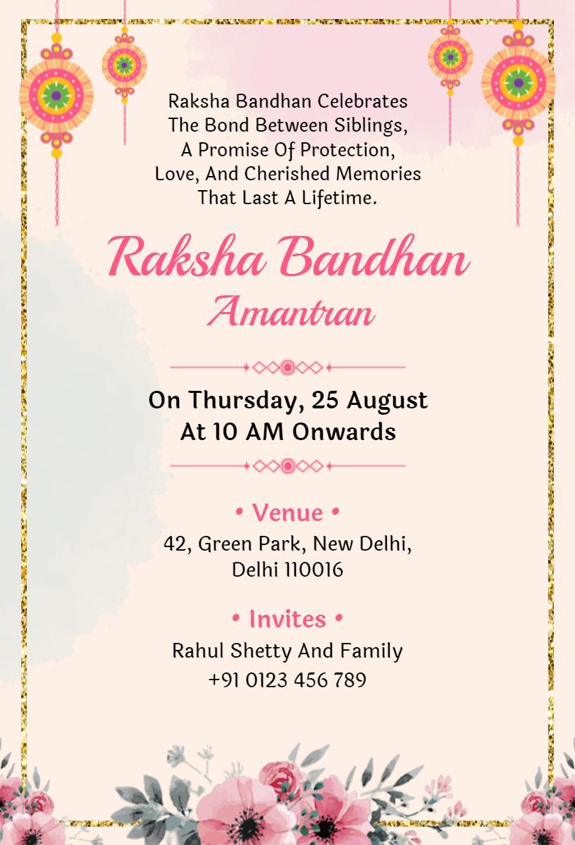 Charming Floral Raksha Bandhan Celebration Invitation Template