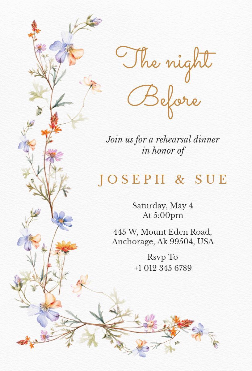 Charming Floral Rehearsal Dinner Celebration Invitation Template