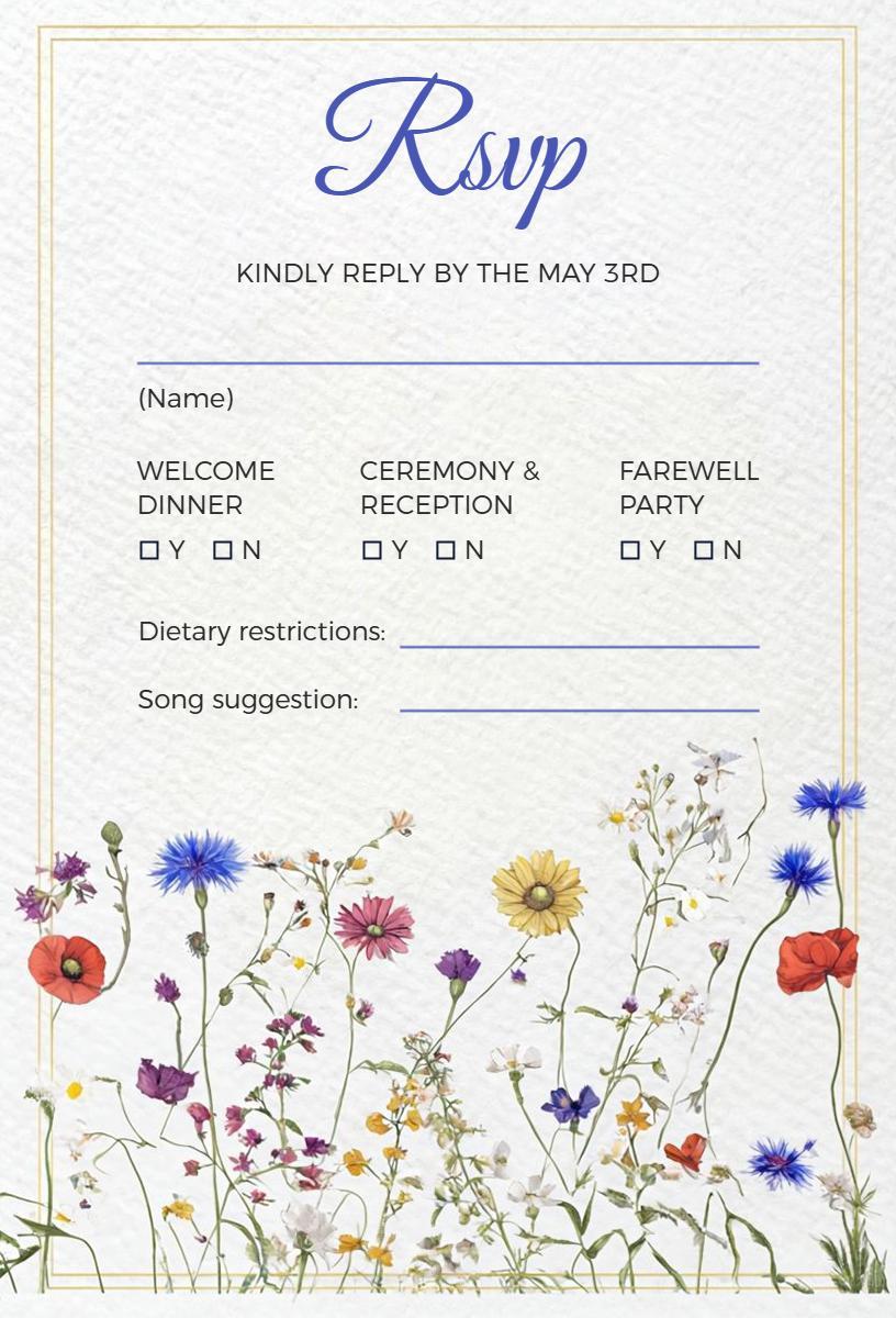 Charming Floral RSVP Response for Special Celebration Invitation Template
