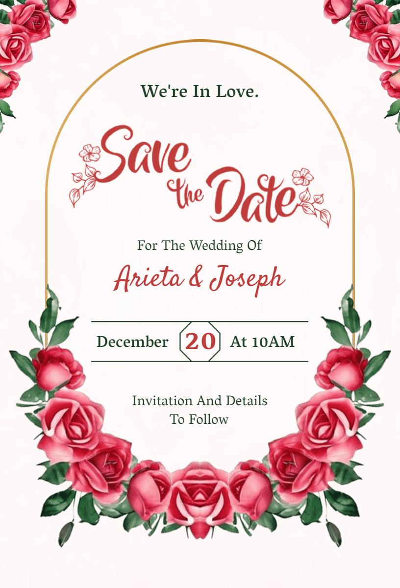 Charming Floral Save The Date Wedding Announcement Invitation Template