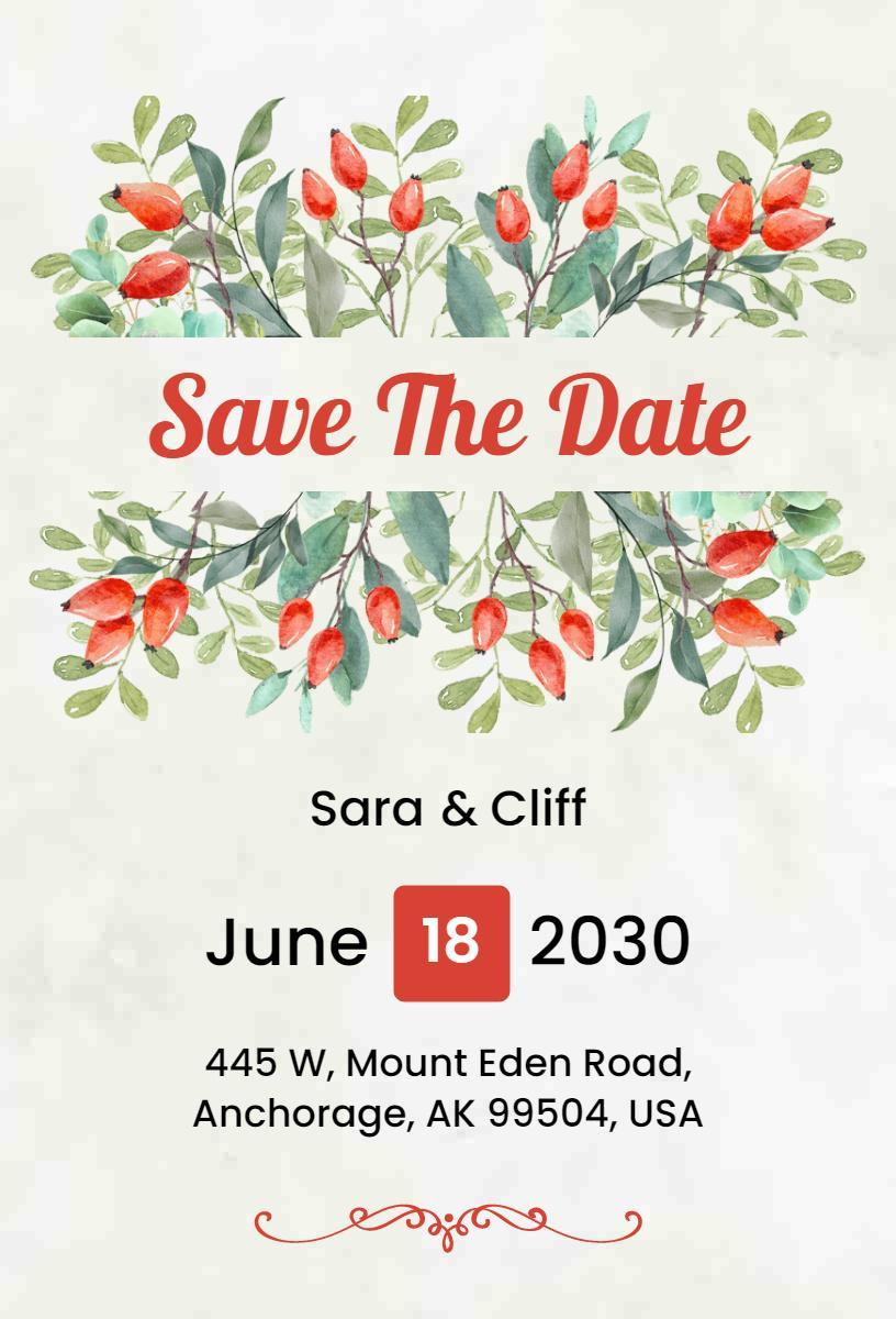 Charming Floral Save The Date Wedding Celebration Invitation Template