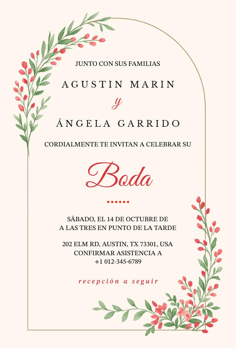 Charming Floral Spanish Wedding Celebration Invitation Template