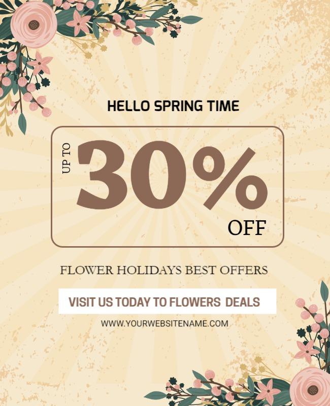 Charming Floral Spring Sale Discount Poster Template