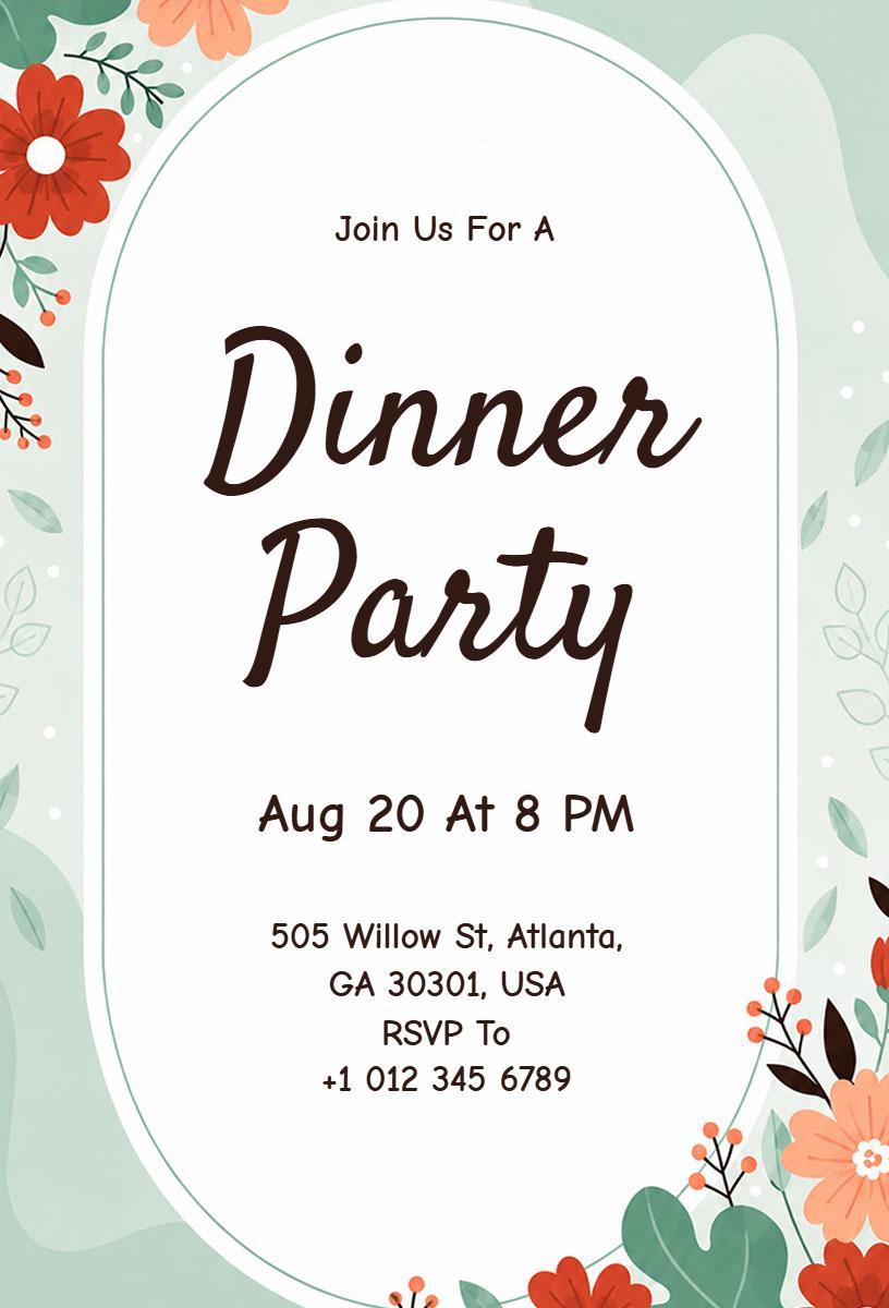 Charming Floral Summer Dinner Party Invitation Template