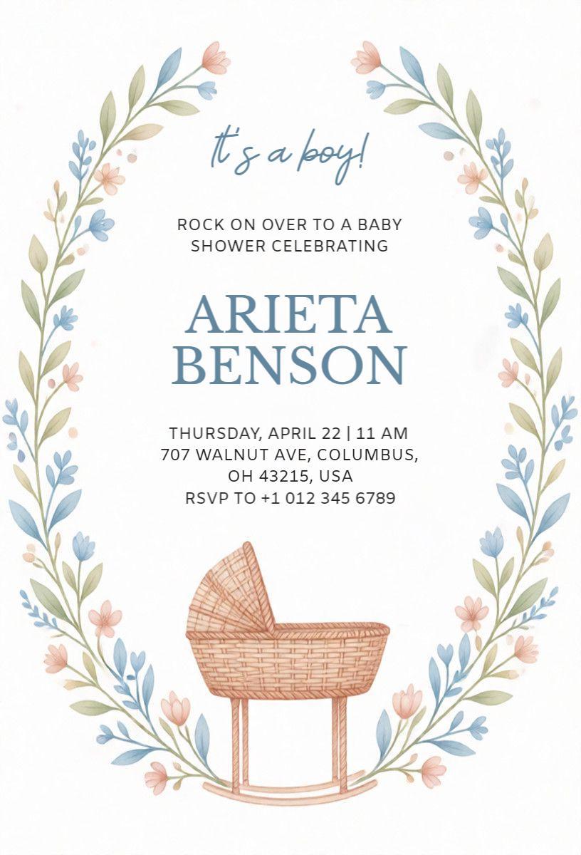 Charming Floral Theme Baby Shower Celebration Invitation Template