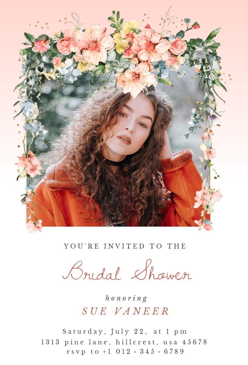 Charming Floral Theme Bridal Shower Celebration Invitation Template