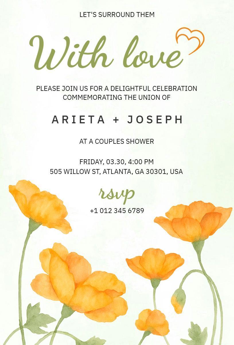 Charming Floral Union Couples Shower Celebration Invitation Template
