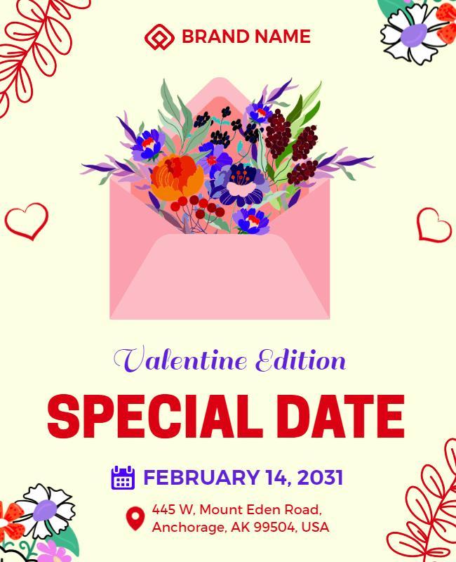 Charming Floral Valentine's Day Special Event Poster Template