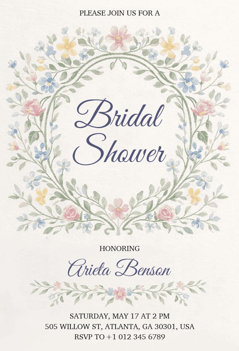 Charming Floral Vintage Bridal Shower Invitation Template
