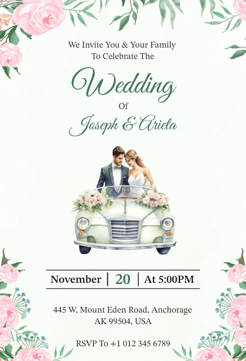 Charming Floral Wedding Celebration Invitation Template