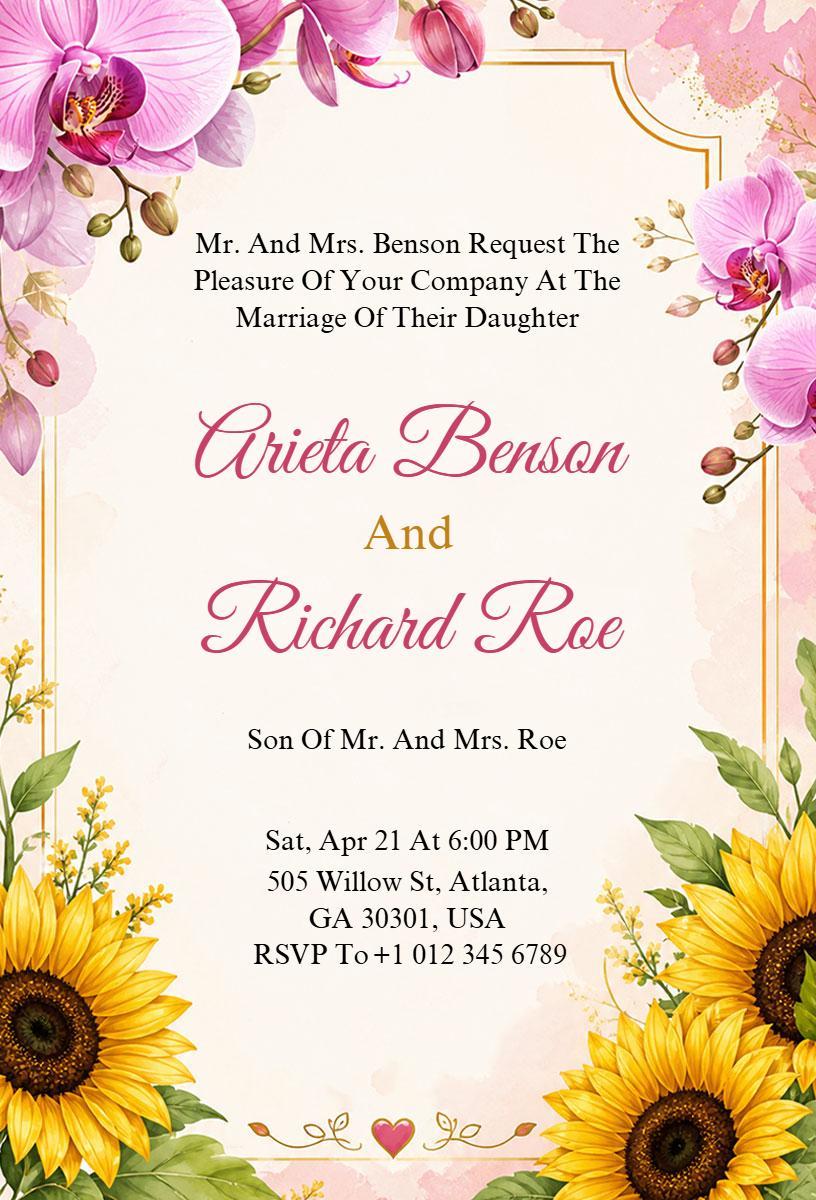 Charming Floral Wedding Ceremony Elegant Invitation Template