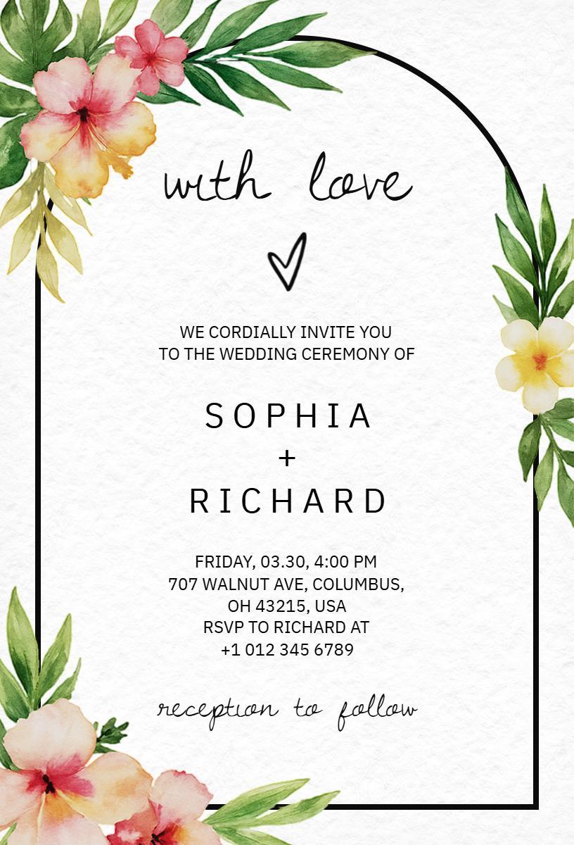 Charming Floral Wedding Ceremony Invitation Template