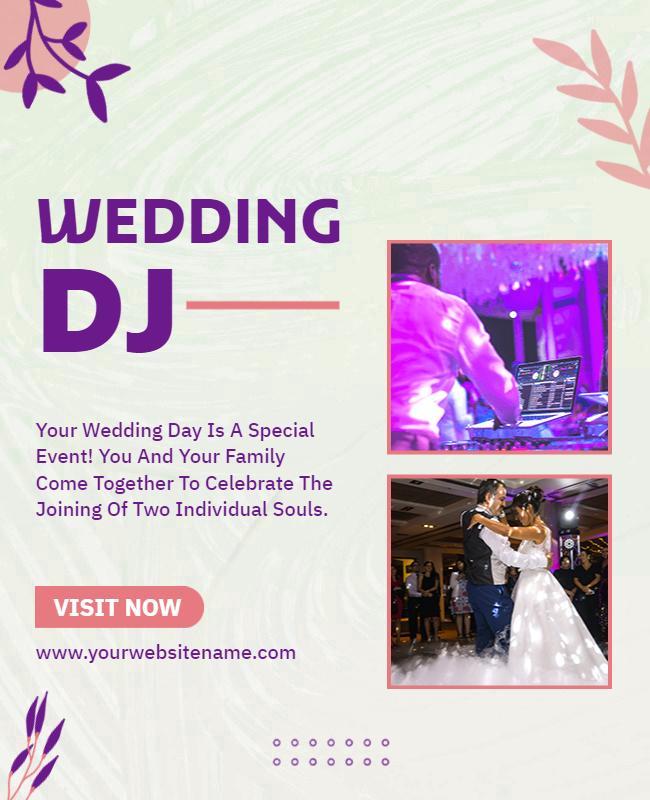 Charming Floral Wedding DJ Celebration Poster Template