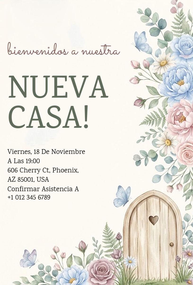 Charming Floral Welcome Housewarming Celebration Invitation Template