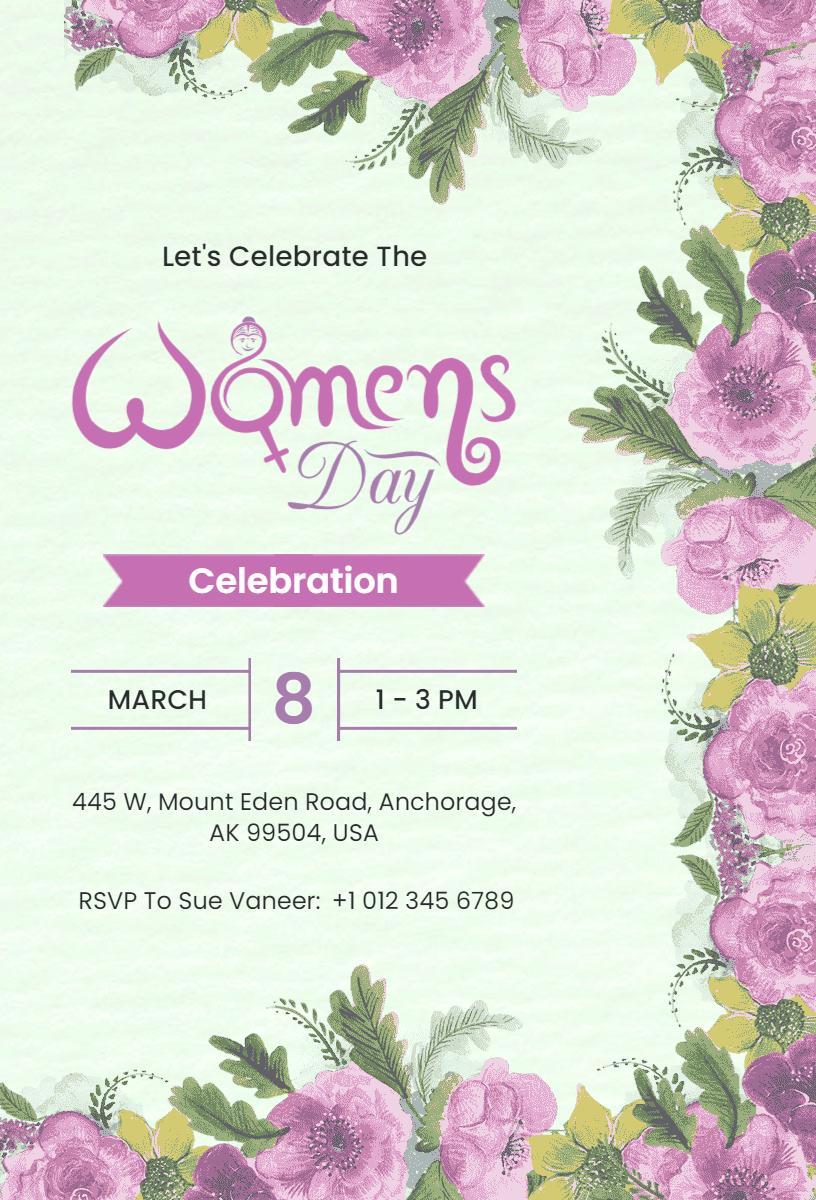 Charming Floral Women's Day Celebration Invitation Template
