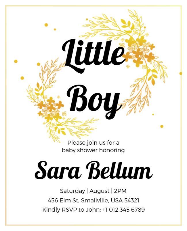 Charming Floral Yellow Baby Shower Invitation Poster Template