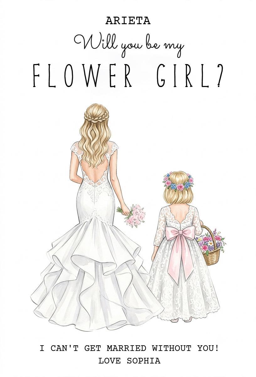 Charming Flower Girl Invitation for Bridesmaid Role Template